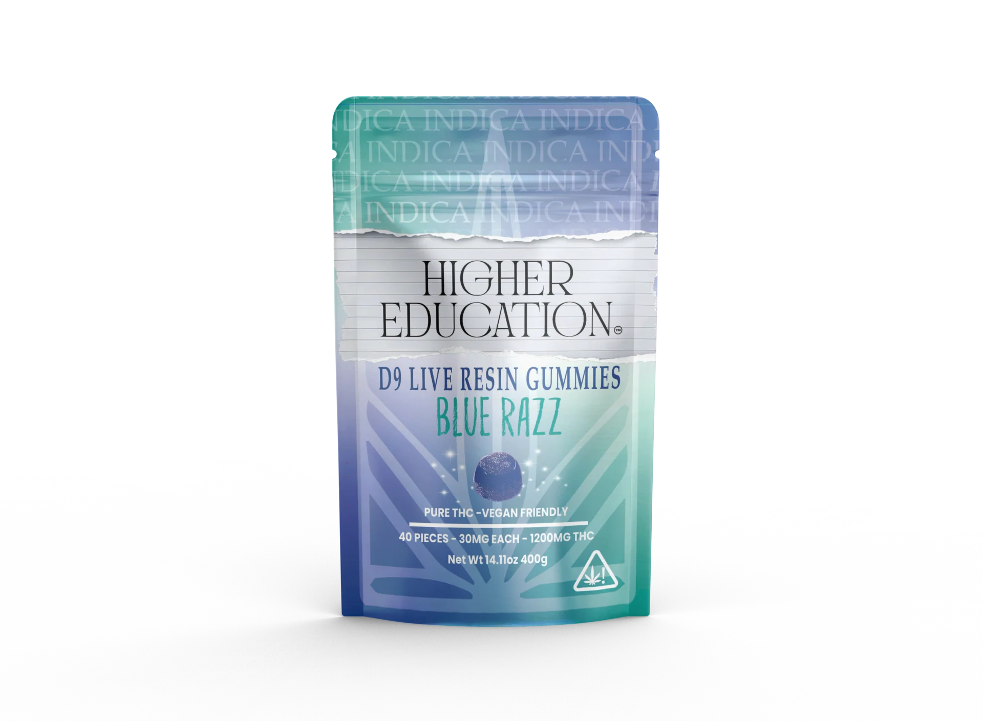 Higher Education Delta 9 THC Live Resin Blue Razz Indica  Gummies 