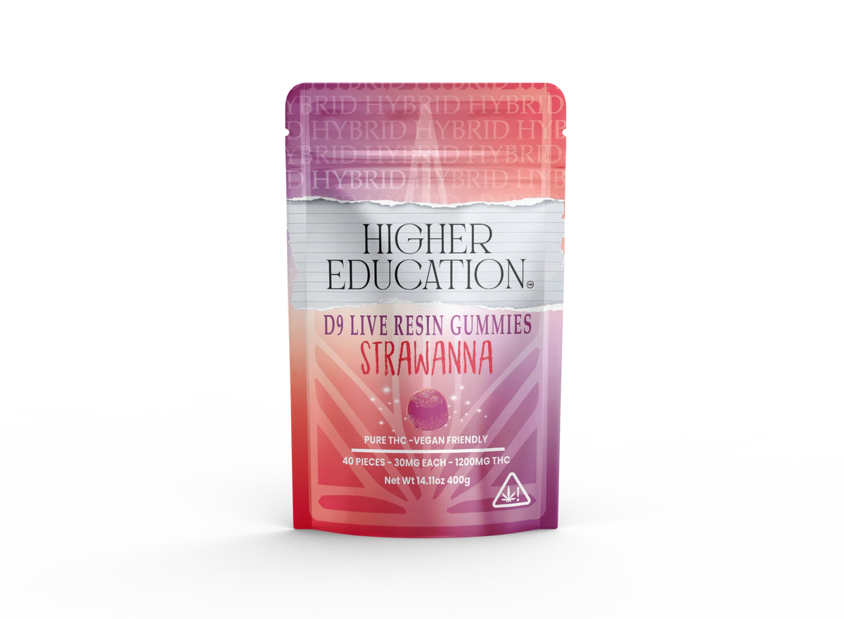 Higher Education Delta 9 THC Live Resin Strawanna Gummies 