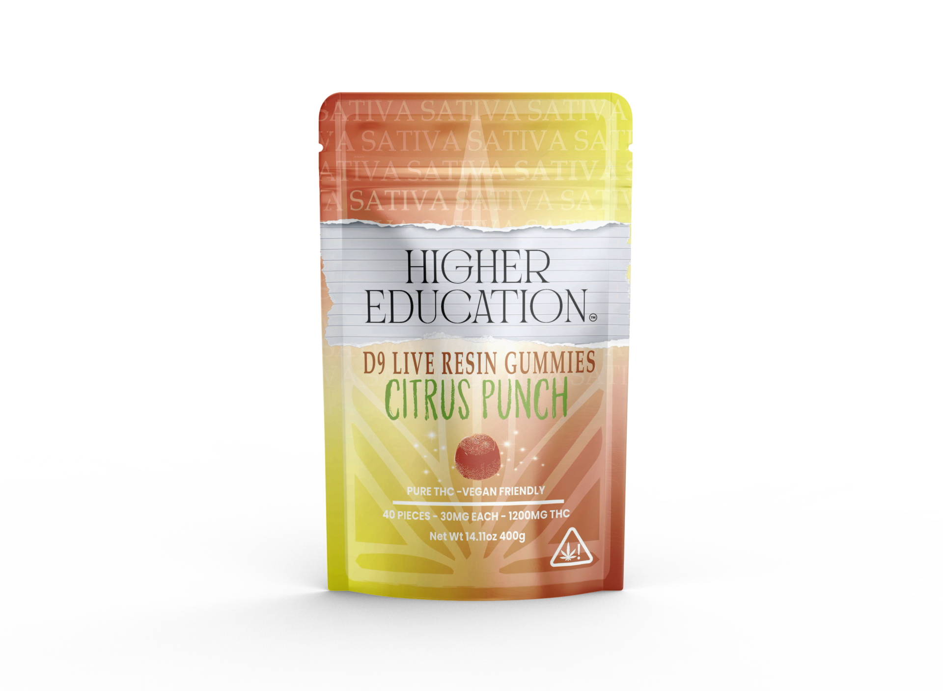Higher Education Citrus Punch Delta 9 Gummies 1200mg 40ct - Sativa