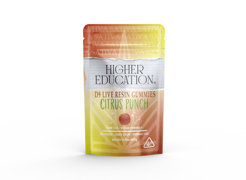 Higher Education Citrus Punch Delta 9 Gummies 1200mg 40ct - Sativa